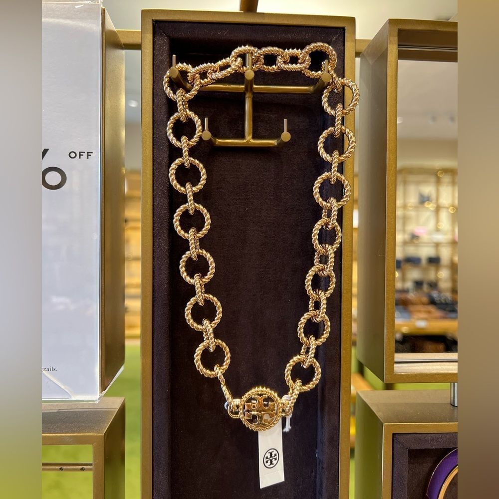 Tory Burch Textured Rope Necklace, Gold, Style 137691, RETAIL $278 - Picture 6 of 9